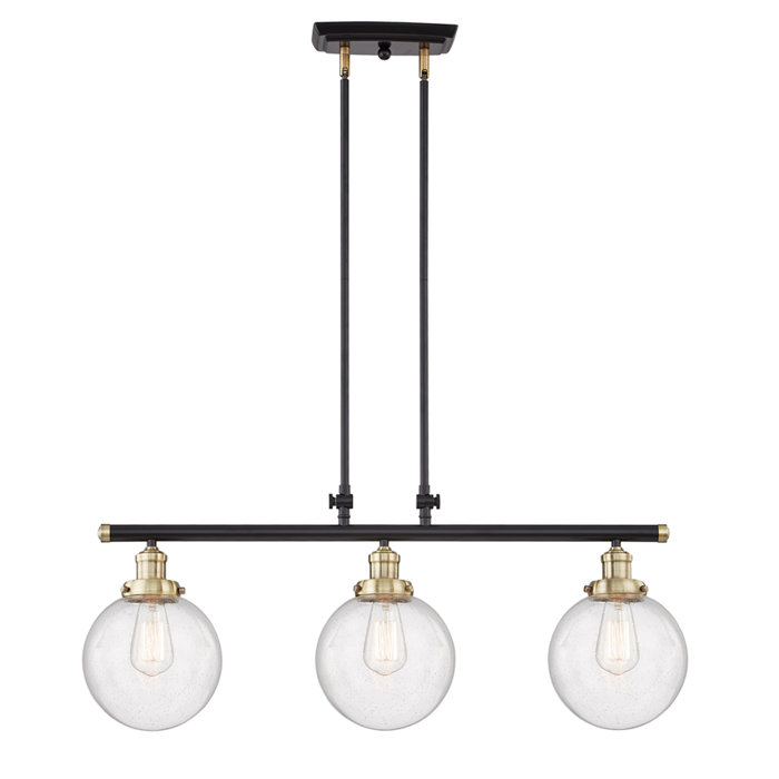 Longshore Tides Hexham 3 Light Black W/Antique Brass Kitchen Island